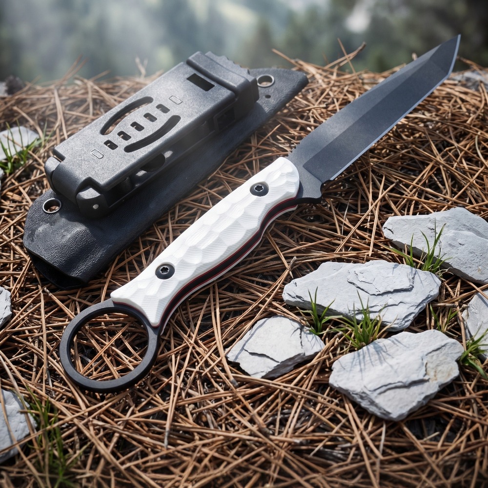 Edc Carry Fixed Blade Knife - Lightweight Jungle Straight Knife White Textured