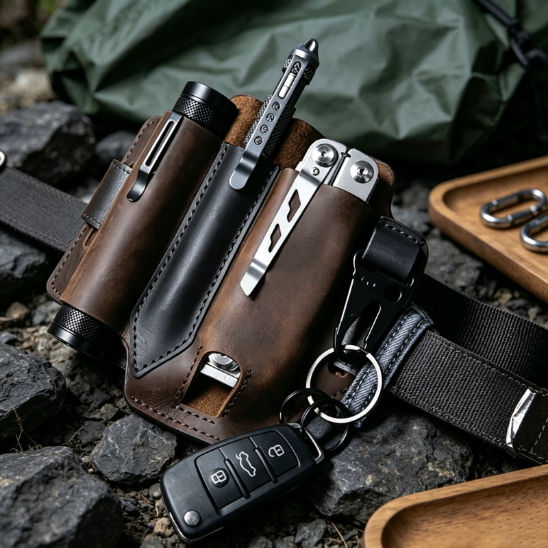 PU Leather EDC Belt Multitool  - Edc Carry Flashlight avaliação e preço