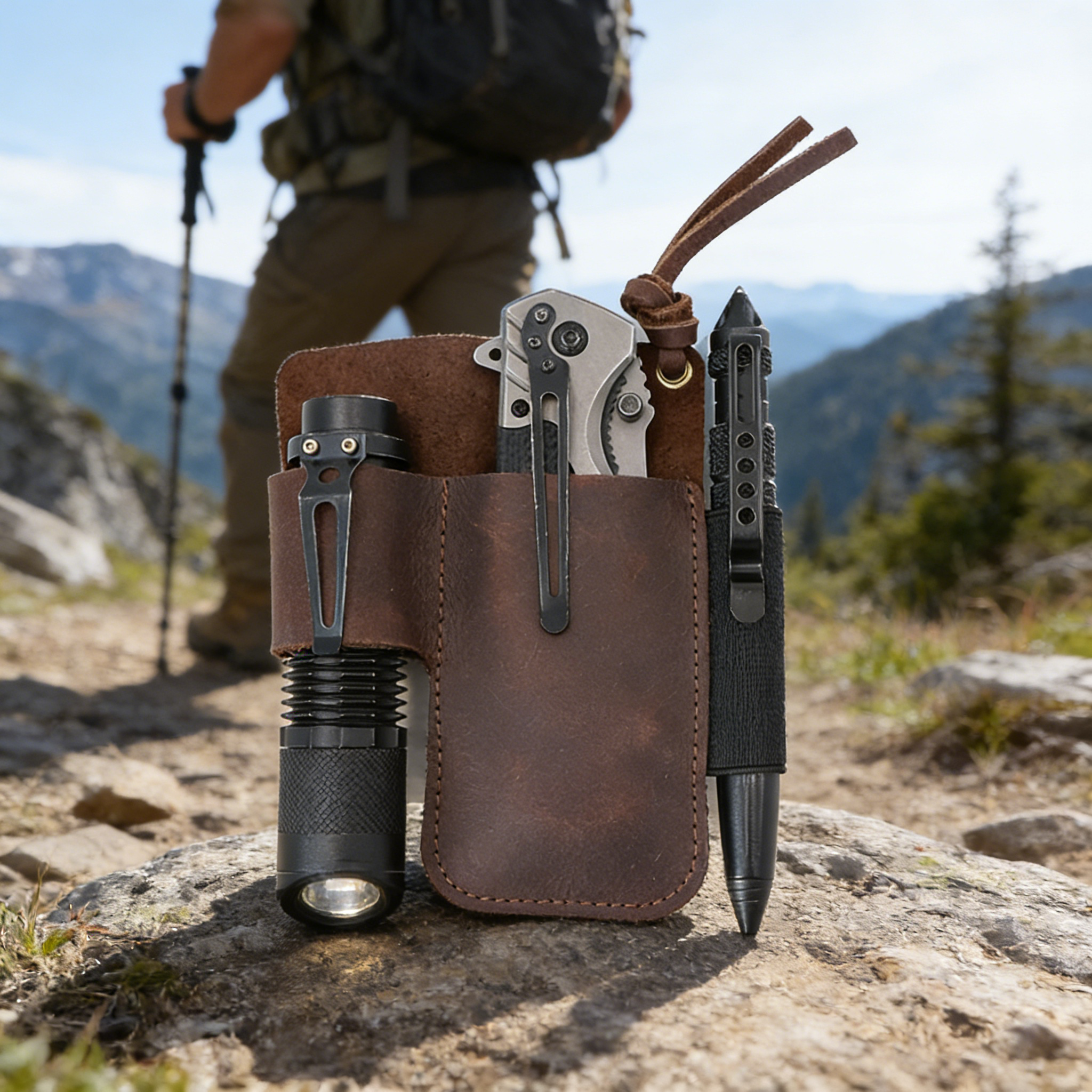 EDC Leather Flashlight Tool Ho - Edc Carry Pocket avaliação e preço